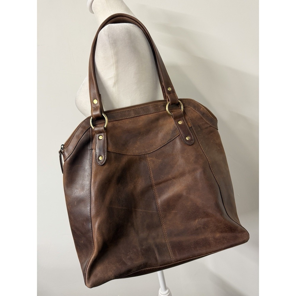 The Leather Store Large Chelsea Brown Shoulder Bag Tote Purse Floral Lined - Picture 4 of 10